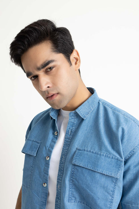 The Mid Wash Oversized Denim Shirt